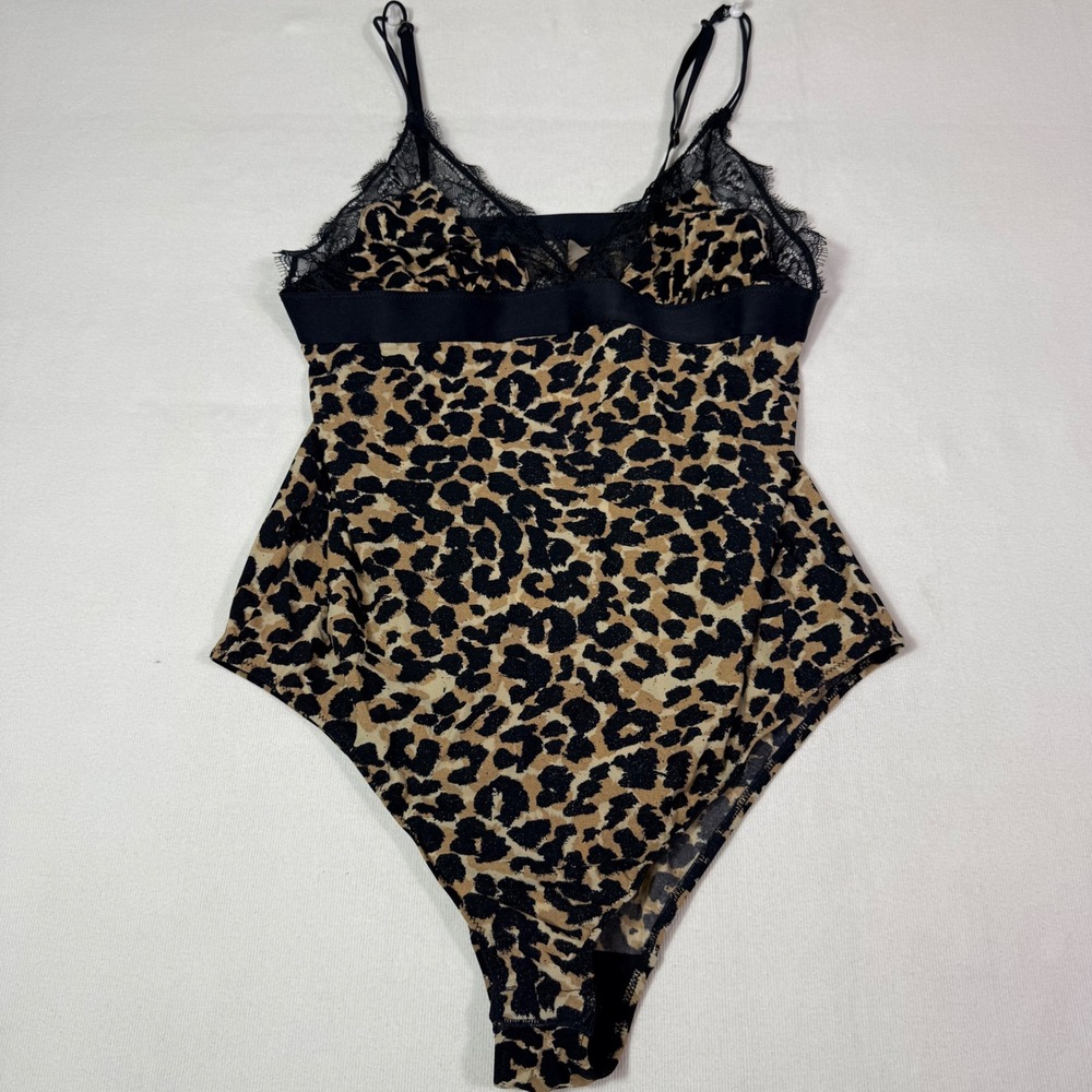 Love Stories Bodysuit Size 3 Leopard Print Lace Trim Adjustable Straps